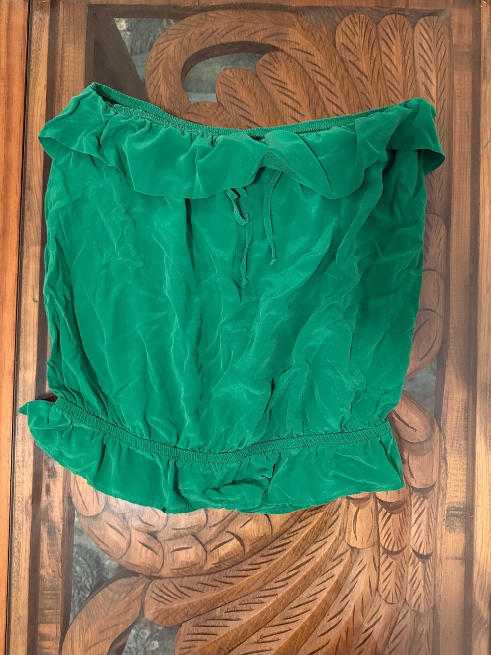 Women’s Green Ruffle Strapless Top